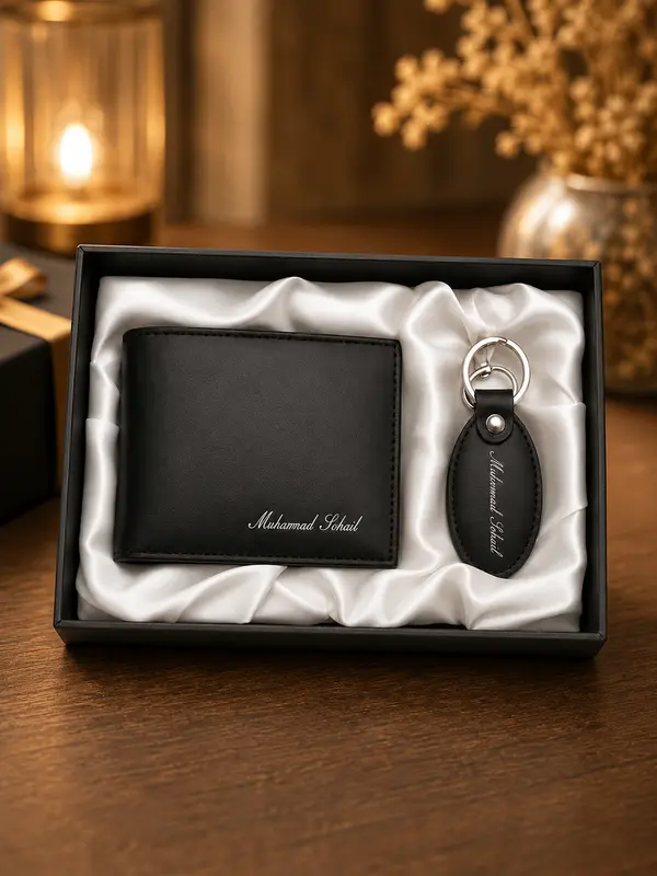 Personalized Wallet and Keychain Set