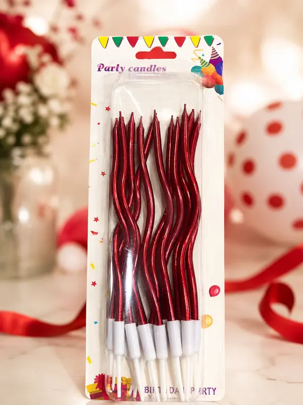 Premium Spiral Red Candles for Cake Decor