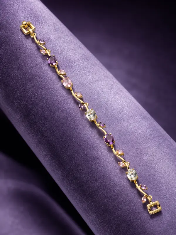Sparkling Multi-Color Stone Floral Bracelet