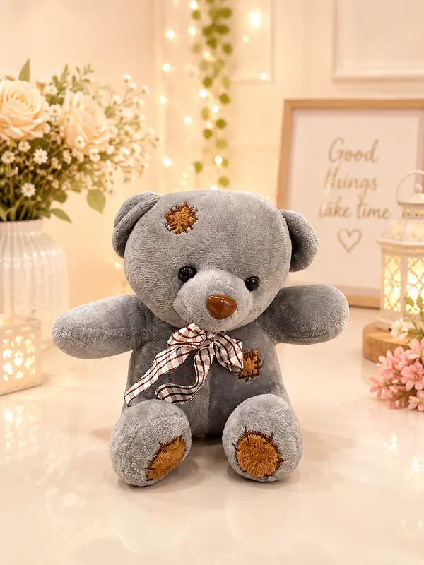 Cozy and Soft Patchwork Plush Teddy Bear