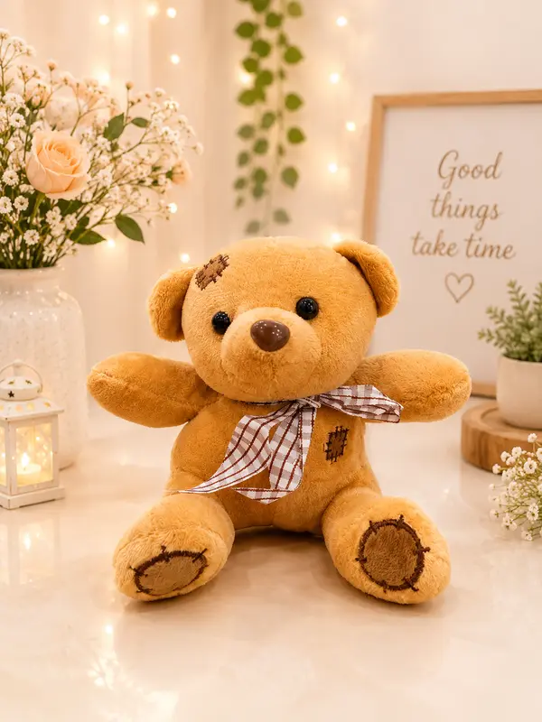 Cozy and Soft Patchwork Plush Teddy Bear