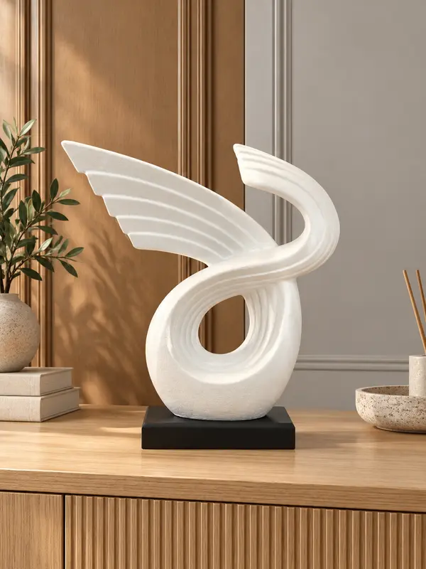 White Wing Ribbon Loop Sculpture