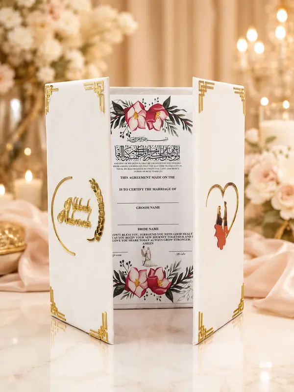 Elegant White Nikkah Book