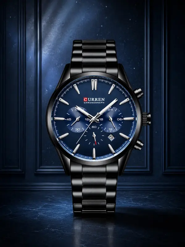 Curren Chronograph Watch - Black Blue Edition
