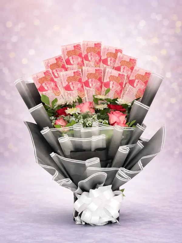 Red Cash & Rose Bouquet