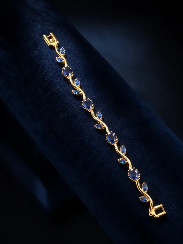 Minimalist Blue Gemstone Vine Bracelet