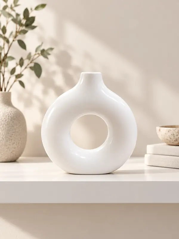 Modern White Donut Vase Trio