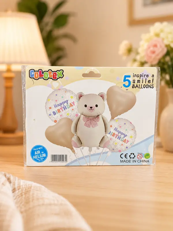 5-Piece Teddy Bear Birthday Balloon Set