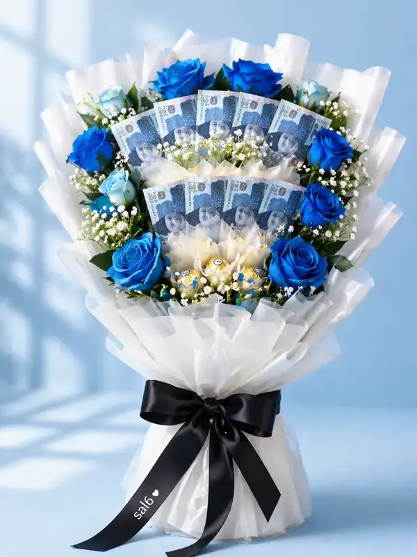 Royal Blue Cash Bouquet