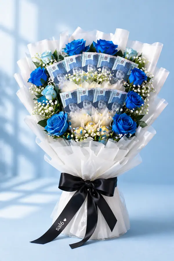 Royal Blue Cash Bouquet