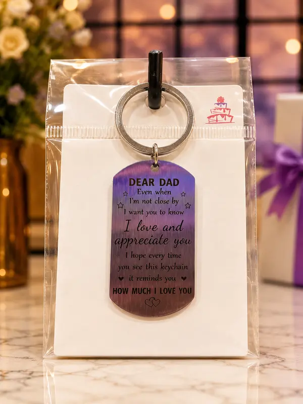 Dear Dad Engraved Keychain