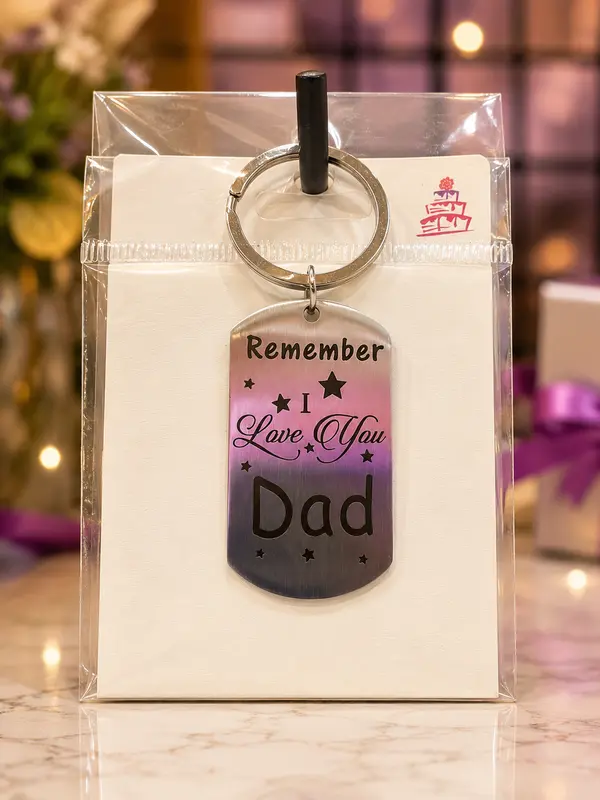 Dad Love Metal Keychain