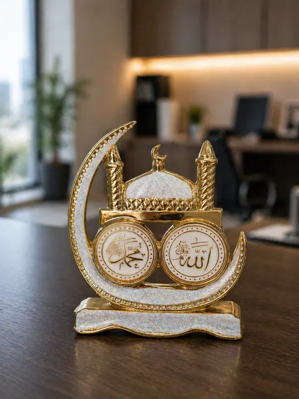 Golden Mosque & Crescent Moon Decor