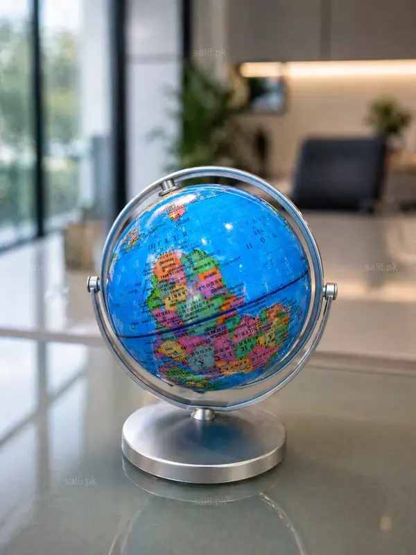 Modern Metallic Rotating World Globe