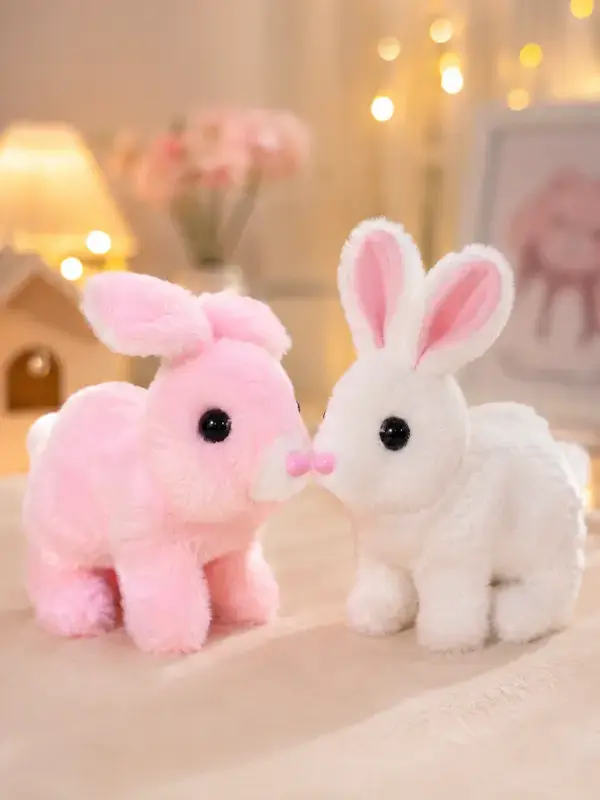 Adorable Pink and White Plush Bunny Set