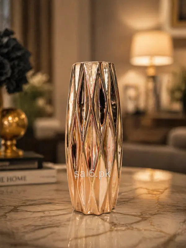 Stylish Rose Gold Metallic Vase 