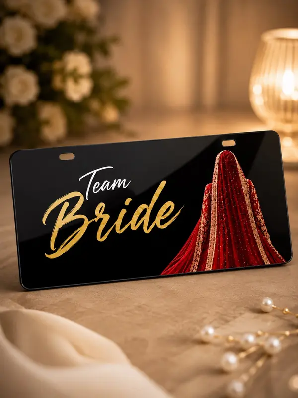 Team Bride Customized Wedding Car Number Plate