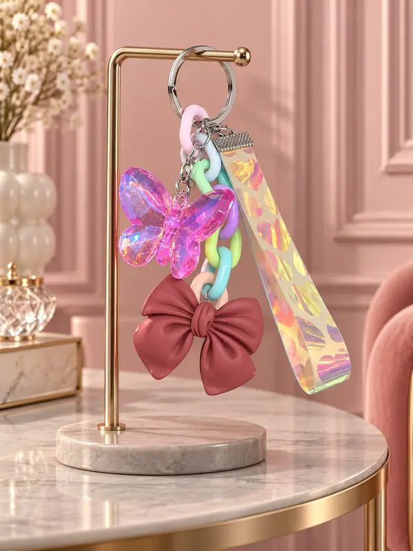 Pink Butterfly Keychain