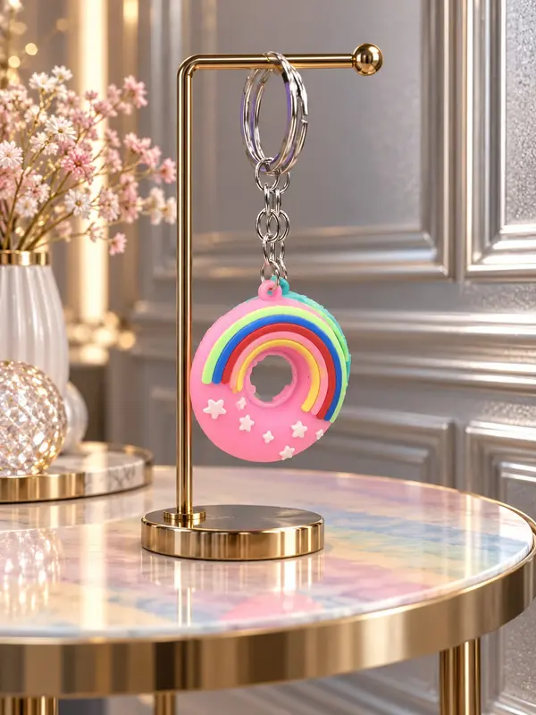 Pink Sky Rainbow Keychain