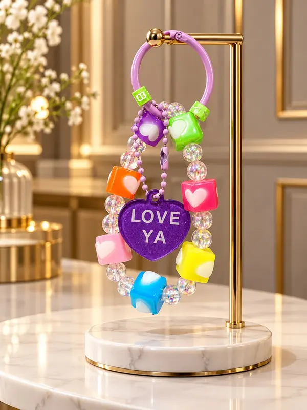 Purple Love Heart Keychain
