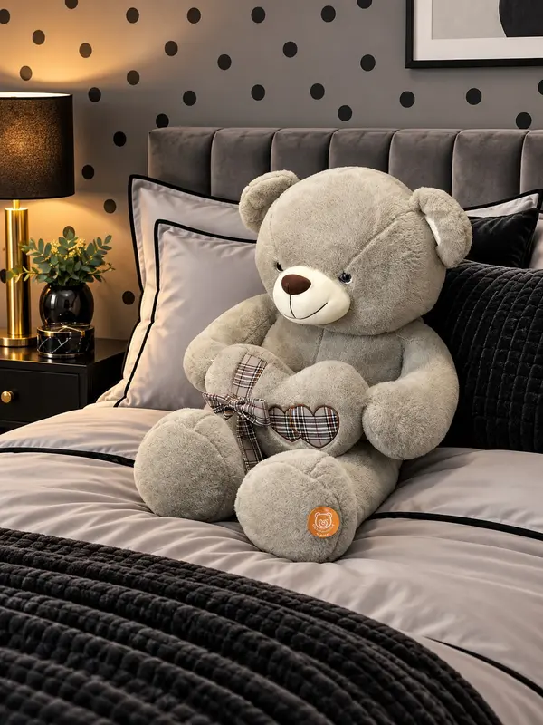 Soft Grey Heart Teddy