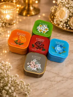 Decorative Flower-Themed Scented Candles