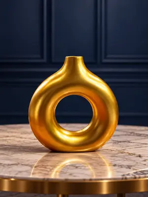 Metallic Gold Ceramic Doughnut Vase