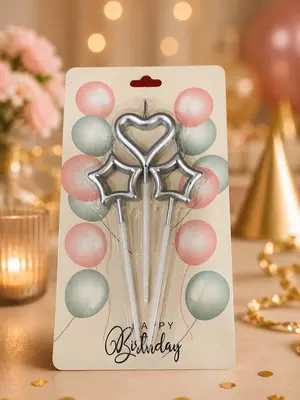 Metallic Blue & Silver Birthday Candles