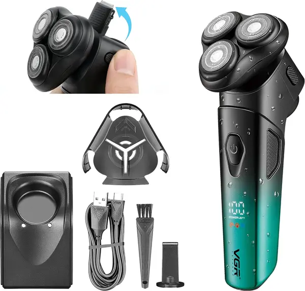 VGR Electric Shaver for Men with Pop-Up Beard Trimmer, Magnetic Head Rotary Razor