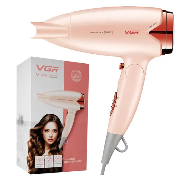 VGR V-428 Foldable Hair Dryer for Men & Women | 1200/1600W DC Motor | Cool Shot Button