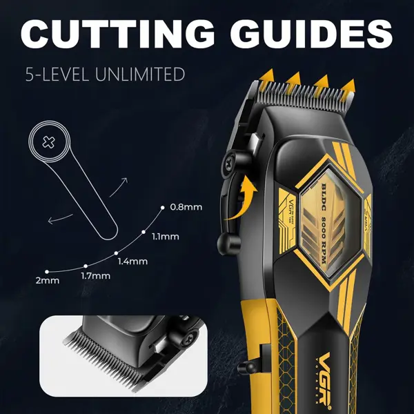 VGR 119 Professional Barber Clippers with Base, Lithium-ion Battery Hair Cutting Machine with BLDC Motor and Ceramic Blades