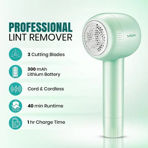 VGR V-813 Professional Lint Remover for Clothes, Rechargeable Fabric Shaver with Stainless Steel Blades