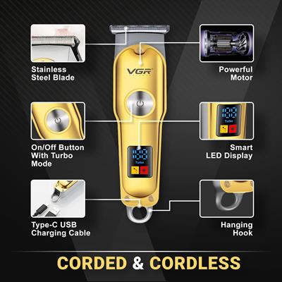 VGR V-290 Professional Cordless Hair Clipper with LED Display