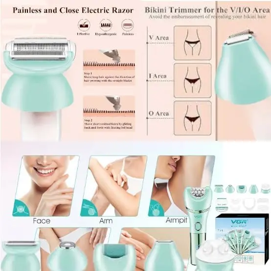 VGR V-756 7-in-1 Electric Lady Epilator Set