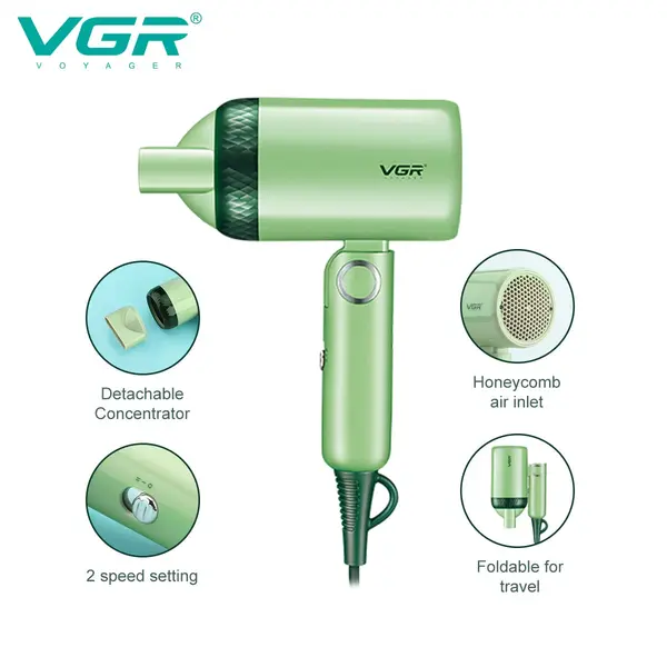 VGR V-421 Professional Foldable Hair Dryer 1200W DC Motor 2 Speed