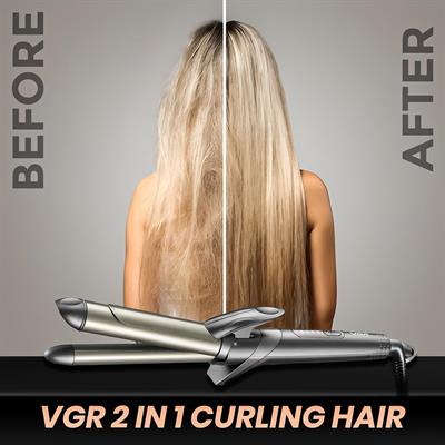 VGR V-571 Professional 2-IN-1 Curling Iron - 25mm Ceramic Barrel, Uniform Heat Technology