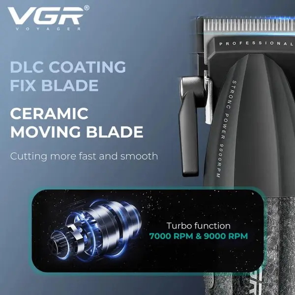 VGR V-640 Professional Barber combo Ceramic & DLC coating blade 9000 RPM