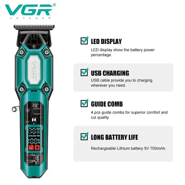 VGR V-600 Professional Cordless Hair Clipper for Men & Barbers
