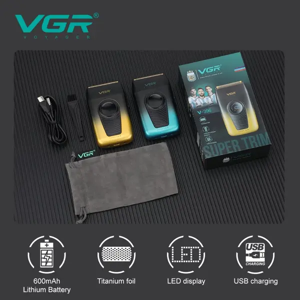 VGR V-396 Foil Shaver Beard Trimmer Professional Rechargeable Cordless Electric Shaver
