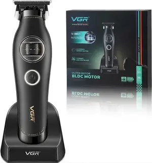 VGR V-880T Professional Hair Trimmer for Men, 7200RPM Cordless Beard Trimmer External Rotor BLDC Motor Hair Clippers, Zero Gapped Ceramic and MIM T Blade Barber clippers with Charging Base