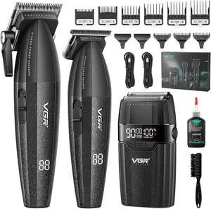 VGR 640S3 Professional 3 in 1 Hair Cutting Kit, 9000RPM Hair Clippers for Men Professional Hair Trimmer & Foil Shavers Set, Cordless Mens Barber Combo for Home, for Him