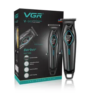 VGR V-945 Professional Hair Trimmer - 180 Minute Runtime, 1400mAh Lithium Battery, Metal Housing Body, Ceramic & Powder Metallurgic Blades