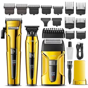 VGR V-694 Professional Rechargeable Combo Kit - Hair Clipper, Trimmer, & Foil Shaver with Ceramic & Carbon Steel Blades