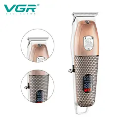 VGR V-976 Professional Cordless Hair Clipper & Beard Trimmer – 6500 RPM, 150 Min Runtime, Digital Display, Stainless Steel Blade, USB Charging, 4 Combs (Copper)