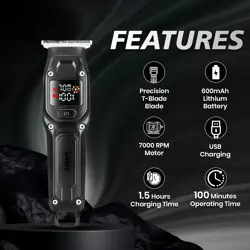 VGR V-964 Professional Hair Trimmer for Men .5 Hour Runtime, Quick Charge, Stainless Steel Blades, Cord/Cordless Use