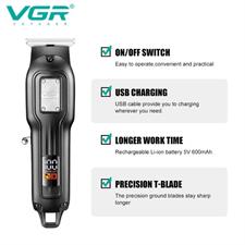 VGR V-918 Digital Display Professional Cordless Hair Clippers Hair Grooming Set Beard Trimming
