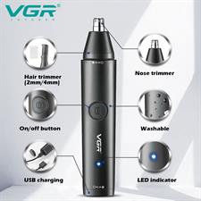 VGR V-613 Ear, Nose & Eyebrow Trimmer Professional USB Rechargeable Nose Trimmer for Men and Women