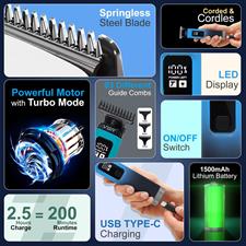 VGR VL-985 Limited Edition Professional Hair Clipper, Salon Trimmer with Turbo Mode, Digital Display, Springless Blades