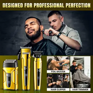 VGR V-694 Professional Rechargeable Combo Kit - Hair Clipper, Trimmer, & Foil Shaver with Ceramic & Carbon Steel Blades