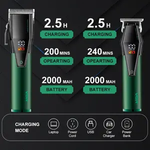 VGR V-677 Professional Hair Clippers for Men, Barber Clipper and Trimmer Set, Cord/Cordless Hair Cutting Kit with LED Display